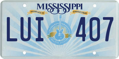 MS license plate LUI407