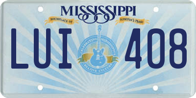 MS license plate LUI408