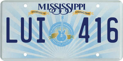 MS license plate LUI416