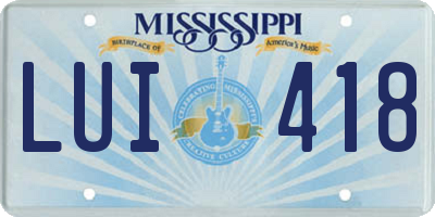 MS license plate LUI418