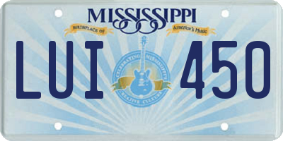MS license plate LUI450