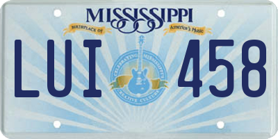 MS license plate LUI458