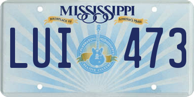 MS license plate LUI473