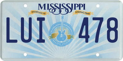 MS license plate LUI478