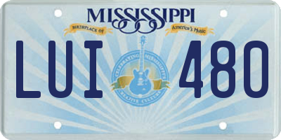 MS license plate LUI480