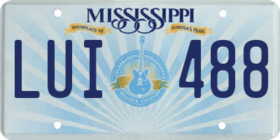 MS license plate LUI488