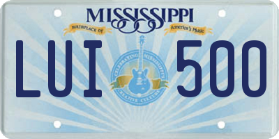 MS license plate LUI500