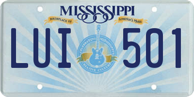 MS license plate LUI501