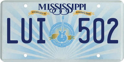 MS license plate LUI502