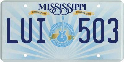 MS license plate LUI503