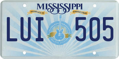 MS license plate LUI505