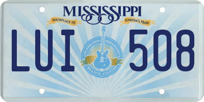 MS license plate LUI508