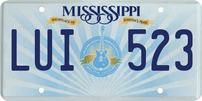 MS license plate LUI523