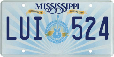 MS license plate LUI524