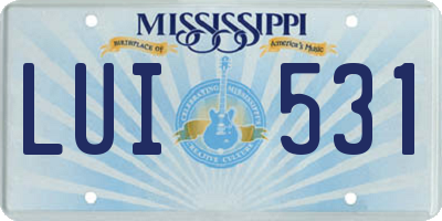 MS license plate LUI531