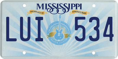 MS license plate LUI534