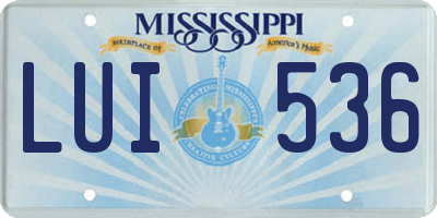 MS license plate LUI536