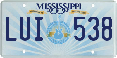 MS license plate LUI538