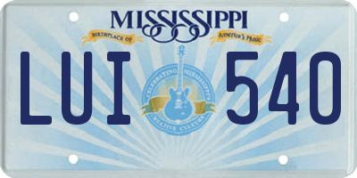 MS license plate LUI540
