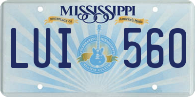 MS license plate LUI560