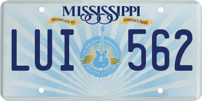 MS license plate LUI562