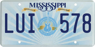 MS license plate LUI578