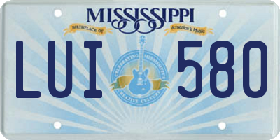 MS license plate LUI580