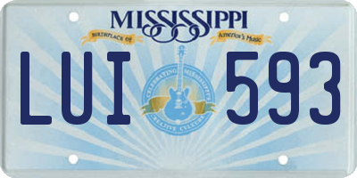 MS license plate LUI593