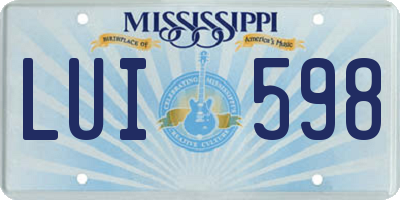 MS license plate LUI598