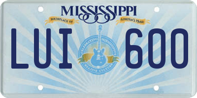 MS license plate LUI600