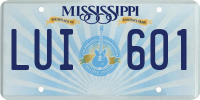MS license plate LUI601