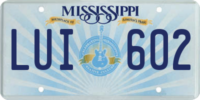 MS license plate LUI602