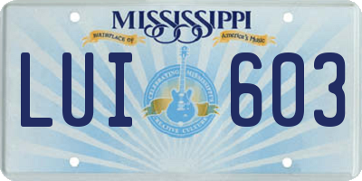 MS license plate LUI603