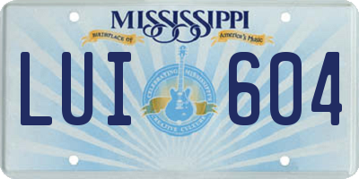 MS license plate LUI604