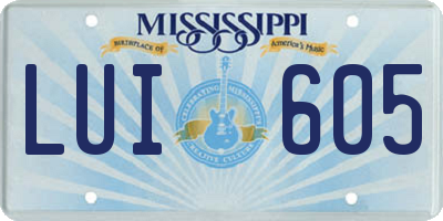 MS license plate LUI605