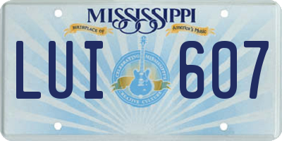 MS license plate LUI607