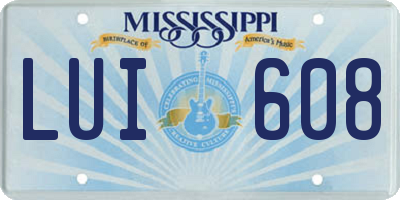 MS license plate LUI608