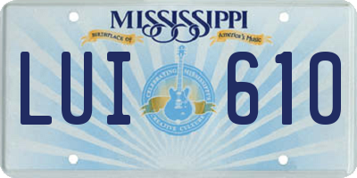MS license plate LUI610