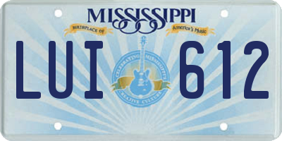 MS license plate LUI612