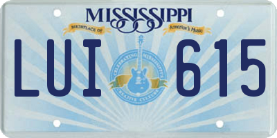 MS license plate LUI615