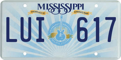 MS license plate LUI617