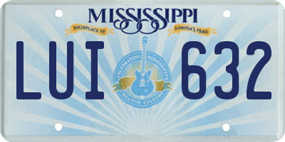MS license plate LUI632