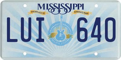 MS license plate LUI640