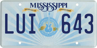 MS license plate LUI643
