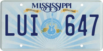 MS license plate LUI647