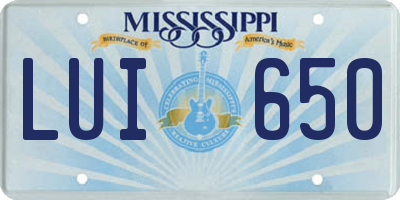 MS license plate LUI650