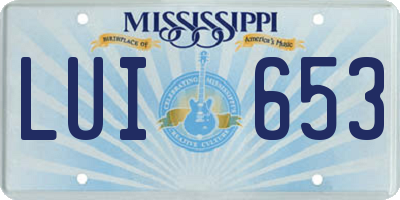 MS license plate LUI653