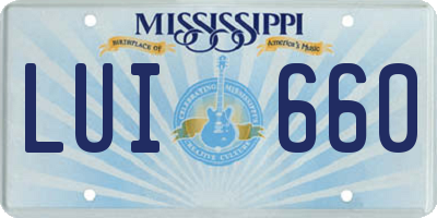 MS license plate LUI660