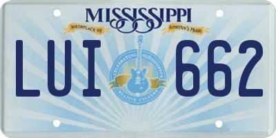 MS license plate LUI662