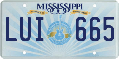 MS license plate LUI665